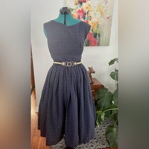 Modcloth Navy Polka Dot Midi Dress
